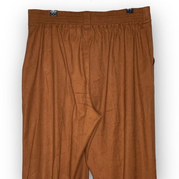 Cabi #6478 Cruise Crop Sienna Brown Linen Blend Pants Coastal Beach Women Medium - Picture 6 of 11